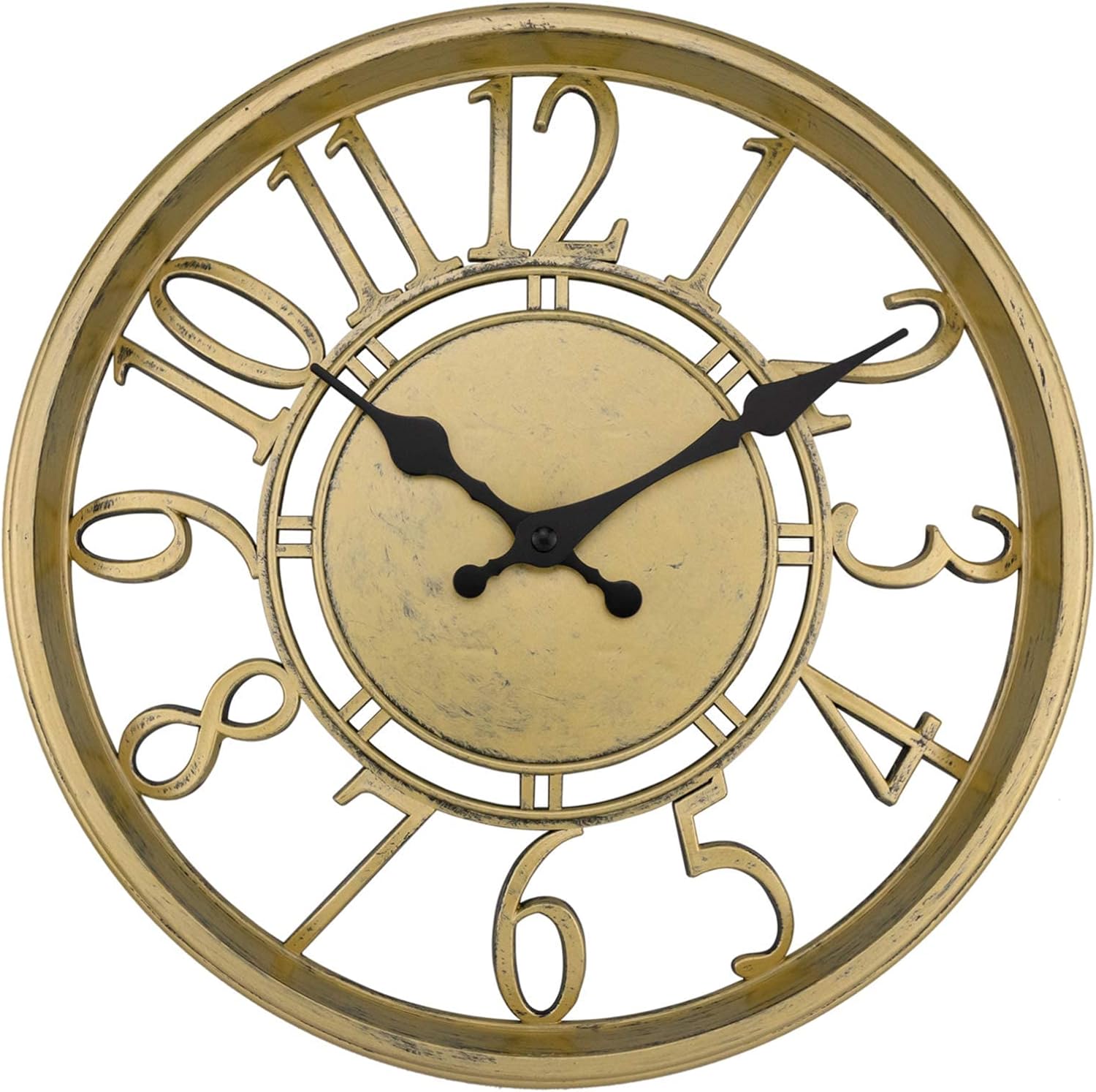 Amazon.com: Foxtop Gold Wall Clock Round 12 Inch Silent Non-Ticking ...