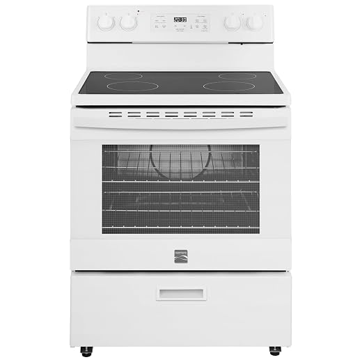 Kenmore 5.2 cu ft. Rear Control Electric Range - 4 Cooktop Elements - Steam Clean Oven & Hidden Bake for Easy Cleaning - Ultra-Durable Chrome Racks & Storage Drawer - White