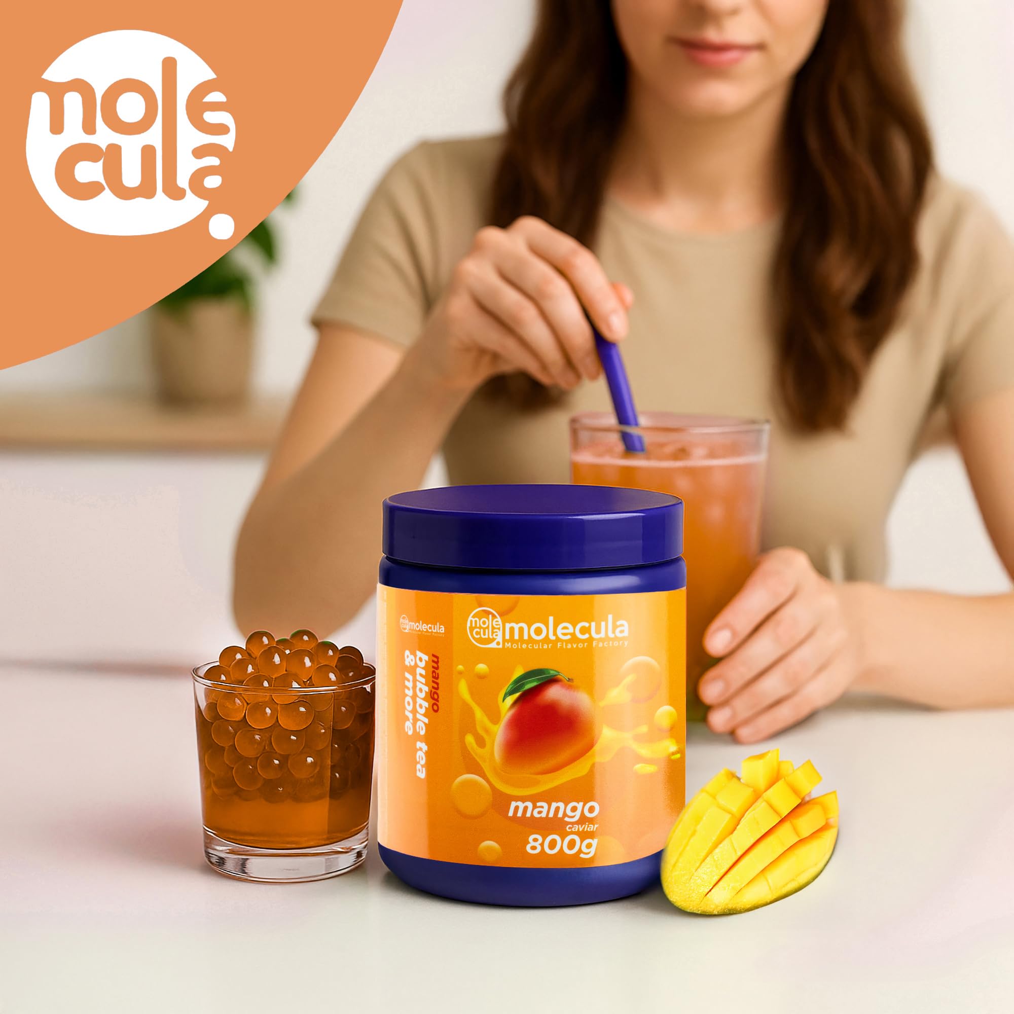 Bubble Tea Perlen Popping Boba | Bubble Tea Kit - 2x Fruchtperlen Litschi und Mango 1x Sirup Himbeere 15x Becher 15x Strohhalme Popping Boba