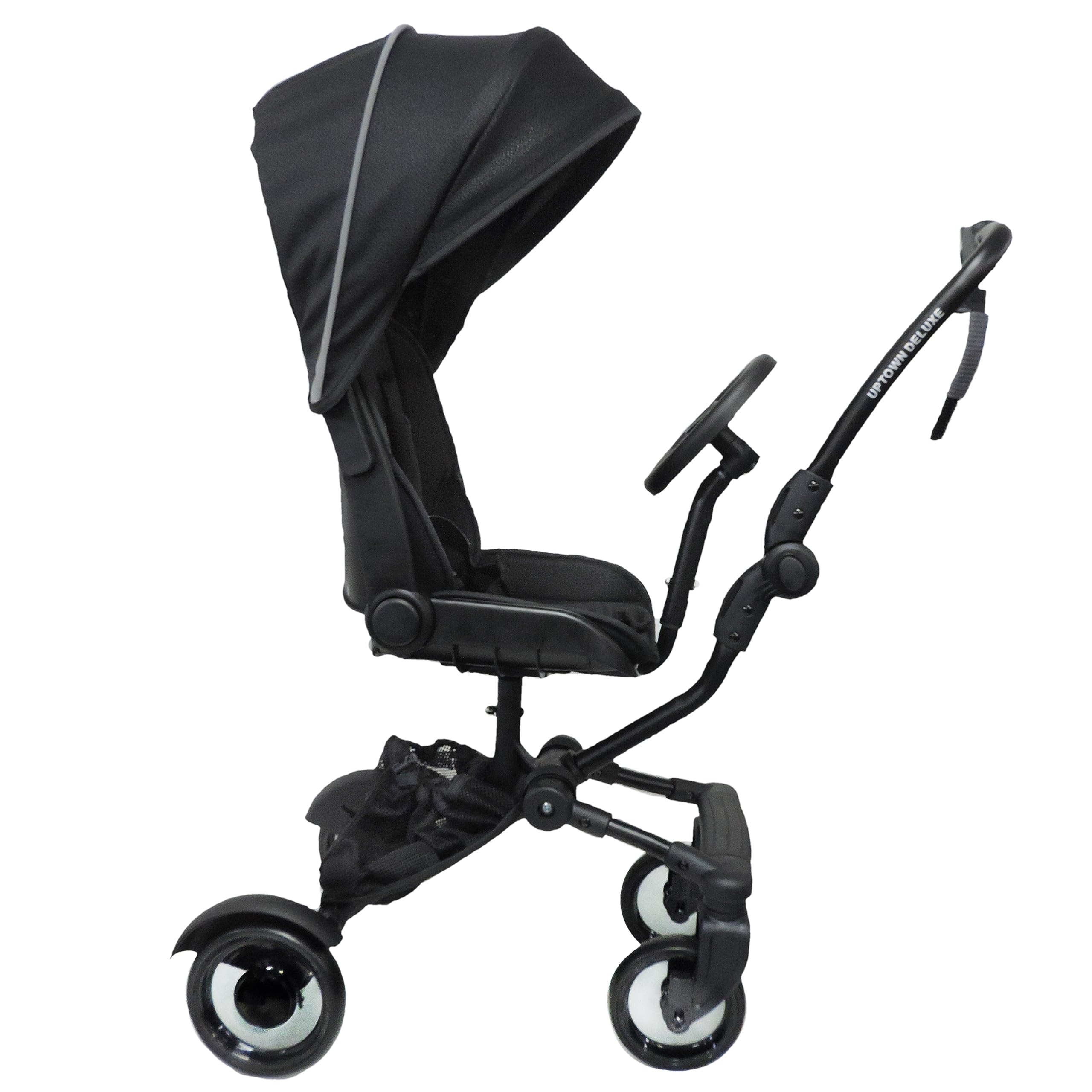 Eichhorn Uptown-Rider Deluxe Geschwistersitz Anhänger für Kinderwagen inklusive Regenschutz und Sonnenverdeck, Schwarz