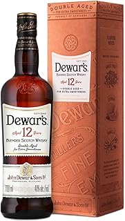 Dewar’s 12 Year Old Blended Scotch Whisky with Gift Box, Double Aged in Fine Oak Casks For Extra Smoothness, Notes of Citrus, Dried Fruit & Vanilla, 40% ABV, 70cl / 700ml