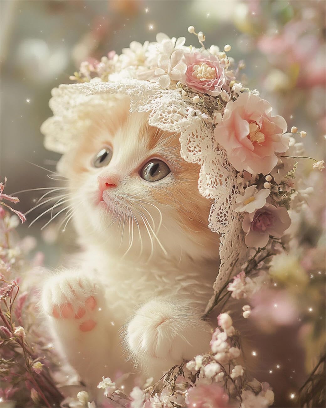 AYAOYANGGO Animal DIY Bead Embroidery Kit Cats and Flowers Bead Embroidery Kit for Adults Needlepoint Tapestry Set Beaded Stitching 40x50cm