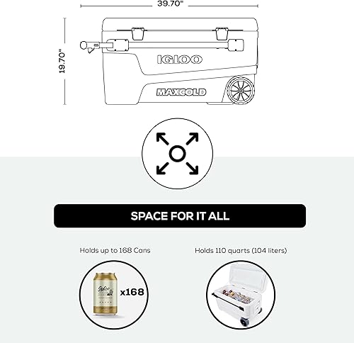 Miniatura 6 de Igloo 110 Qt Glide Pro - Hielera grande portátil con ruedas Blanco 168-Can,Arenisca 168-Can,Carbonita 168-Can,https://www.amazon.com/dp/undefined