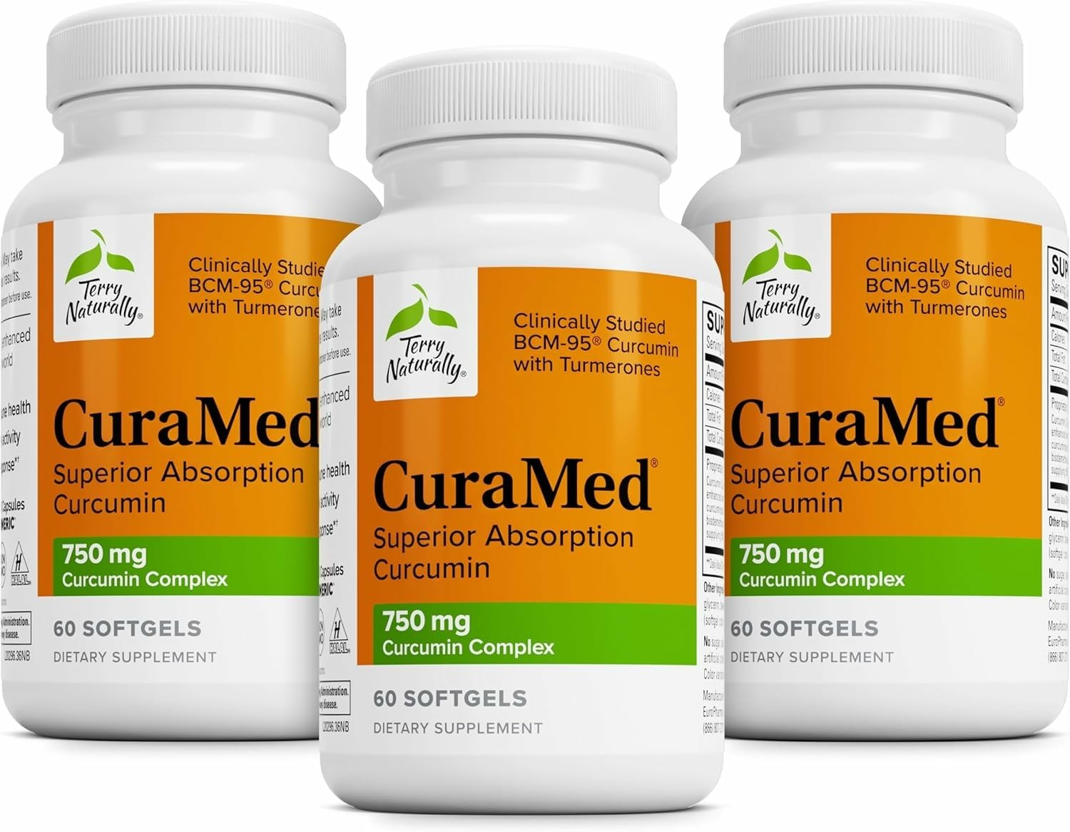 Terry Naturally CuraMed 750mg - Antioxidant Supplement for Brain Heart Health - Supplement with High-Potency Curcumin Complex -