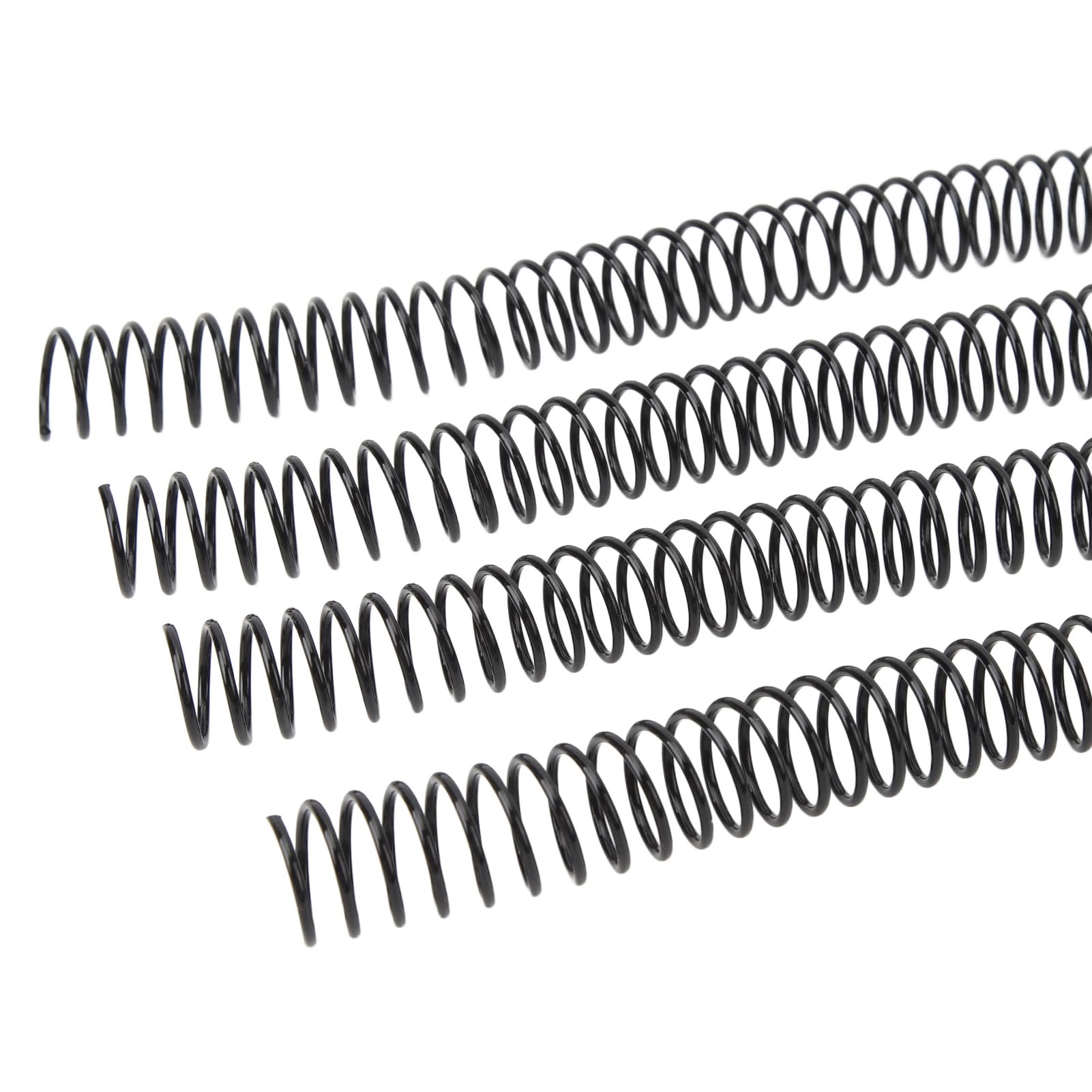 100 pezzi di spirali per rilegatura, diametro 16 mm, 48 denti, passo 4:1, spine in plastica PVC per fogli A4, capacità di 140 fogli, rotazione a 360 gradi per una posizione (Nera)
