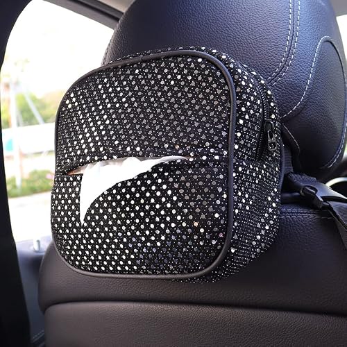 Lady Crystal 2 Packs Glittering Stylish Car Seat Back Attachable Organizers Pockets& Tissue Holder,Upgrade Size Storage More,Back Seat Protector #TOP2