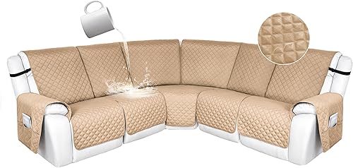 Miniatura 112 de HDCAXKJ 100% Fundas impermeables para sofá seccional reclinable en forma de L, funda de sofá reclinable acolchada lavable, fundas de esquina para