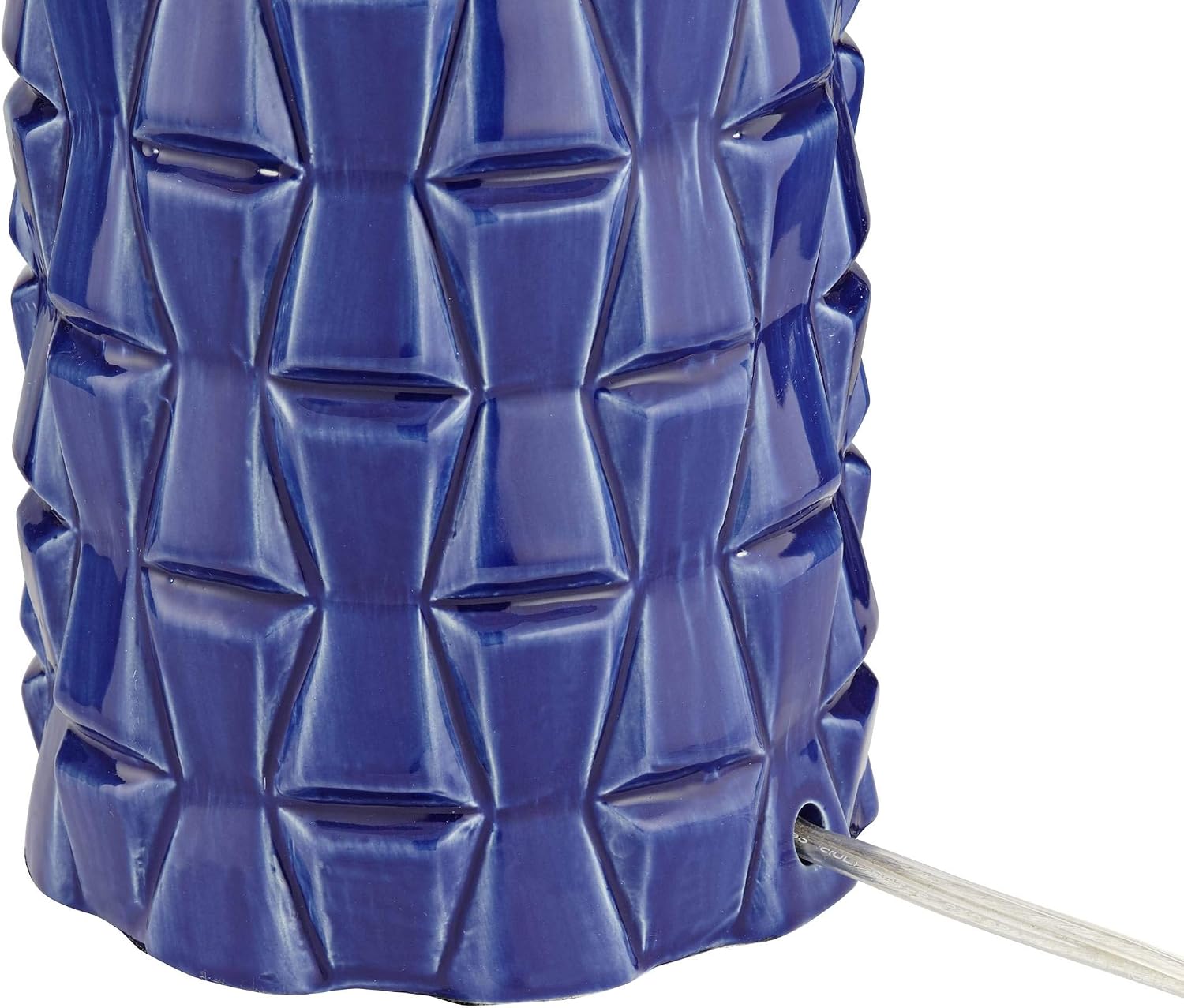 360 Lighting Rico Modern Table Lamps 24 1/2" Tall Set of 2 Blue Glaze Textured Diamond Ceramic White Fabric Drum Shade for Bedroom Living Room House Home Bedside Nightstand Office Family