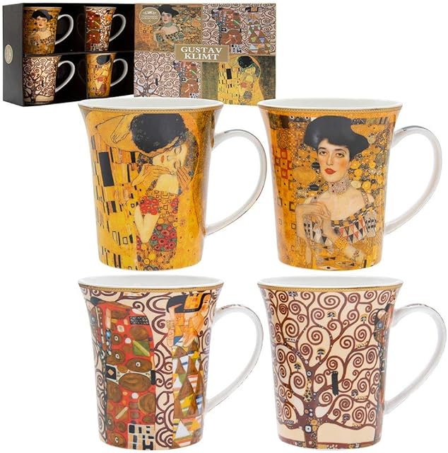 Lesser & Pavey LP94356 Gustav Klimt Mugs Set of 4, Ceramic