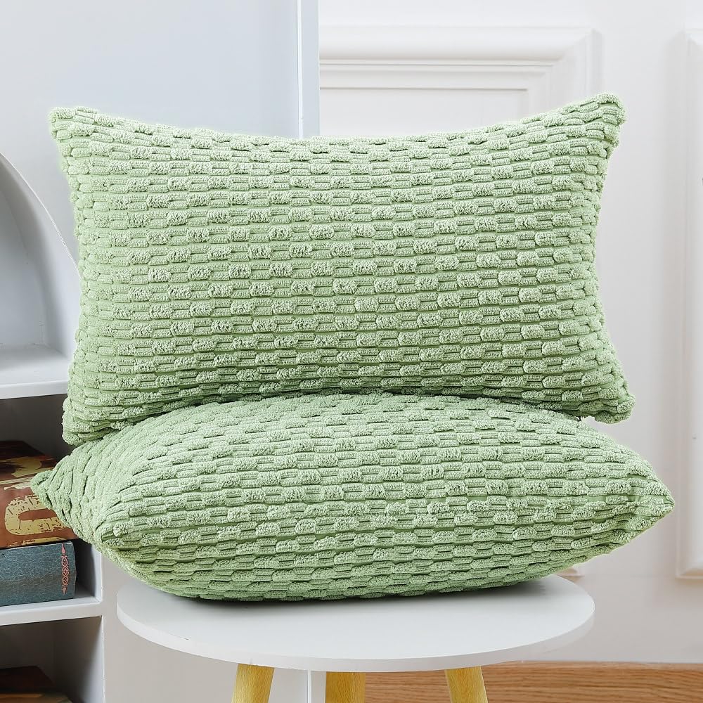 Housses De Coussin Velours Côtelé Madizz - Lot De 2 30x50cm Rouge Brique | Décoration Boho