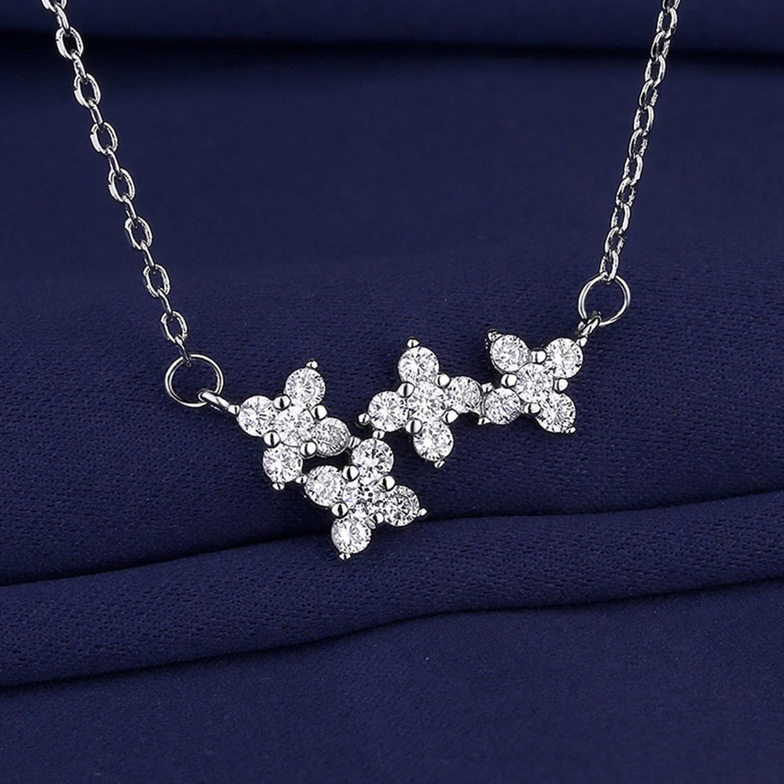 Collar de oro blanco de 14 quilates Au585 para mujer, joyería auténtica, creada en laboratorio, cadena de estrella de diamante para mujer, oro de 14 quilates, joyería auténtica, 45 + 5 cm