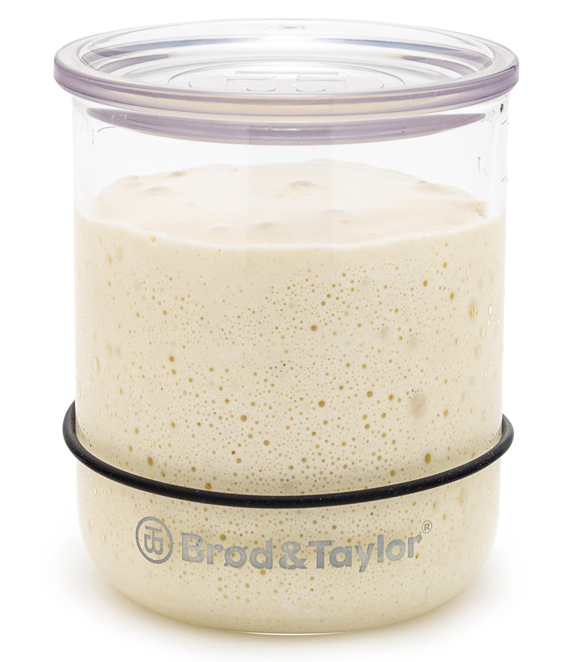Brod & Taylor Small Sourdough Starter Jar, Durable Borosilicate Glass Starter Jar, Loose Lid Allows Your Starter to Breathe, 330 ml Capacity, Easy Cleaning, Marker & Scale to Measure Sourdough Growth
