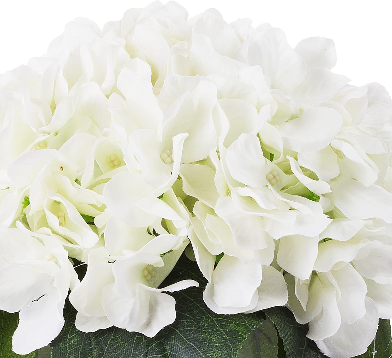 ENOVA Home Cream Hydrangea Flower Arrangement in Clear Glass Vase with Faux Water for Home Office (Cream)
