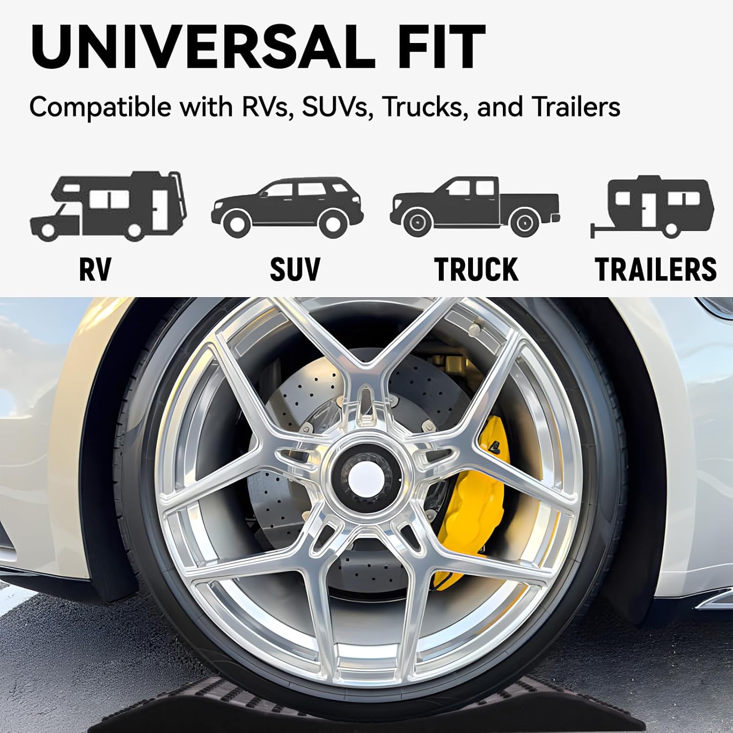 Tire Saver Ramps Set of 4, 60000 lbs Capacity Prevent Flat Spots Protect Car & RV Tires Heavy Duty Non-Slip Rubber Easy to Carry