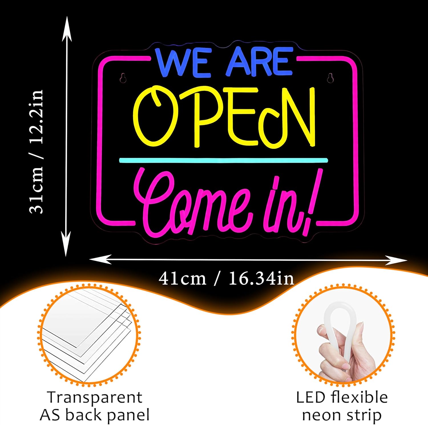 LISIGNVE We Are Open Neon Sign LED Open Sign Come In for Business Store Front Dimmable Open Welcome Neon Light for Cafe Bar Restaurant Window Decor - Image 3