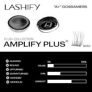Lashify Amplify Plus+ 8mm Eyelash Extensions Refill in Truffle Color, Easy DIY False Lashes for the Most Delicate, Natural and Long Lasting Look