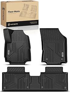 YHTAUTO Floor Mats Fit 2018-2025 Chevrolet Equinox, TPE All Weather Car Mats Waterproof Anti-Slip Odorless Floor Liner, Interior Accessories, 1st & 2nd Row, Set of 3