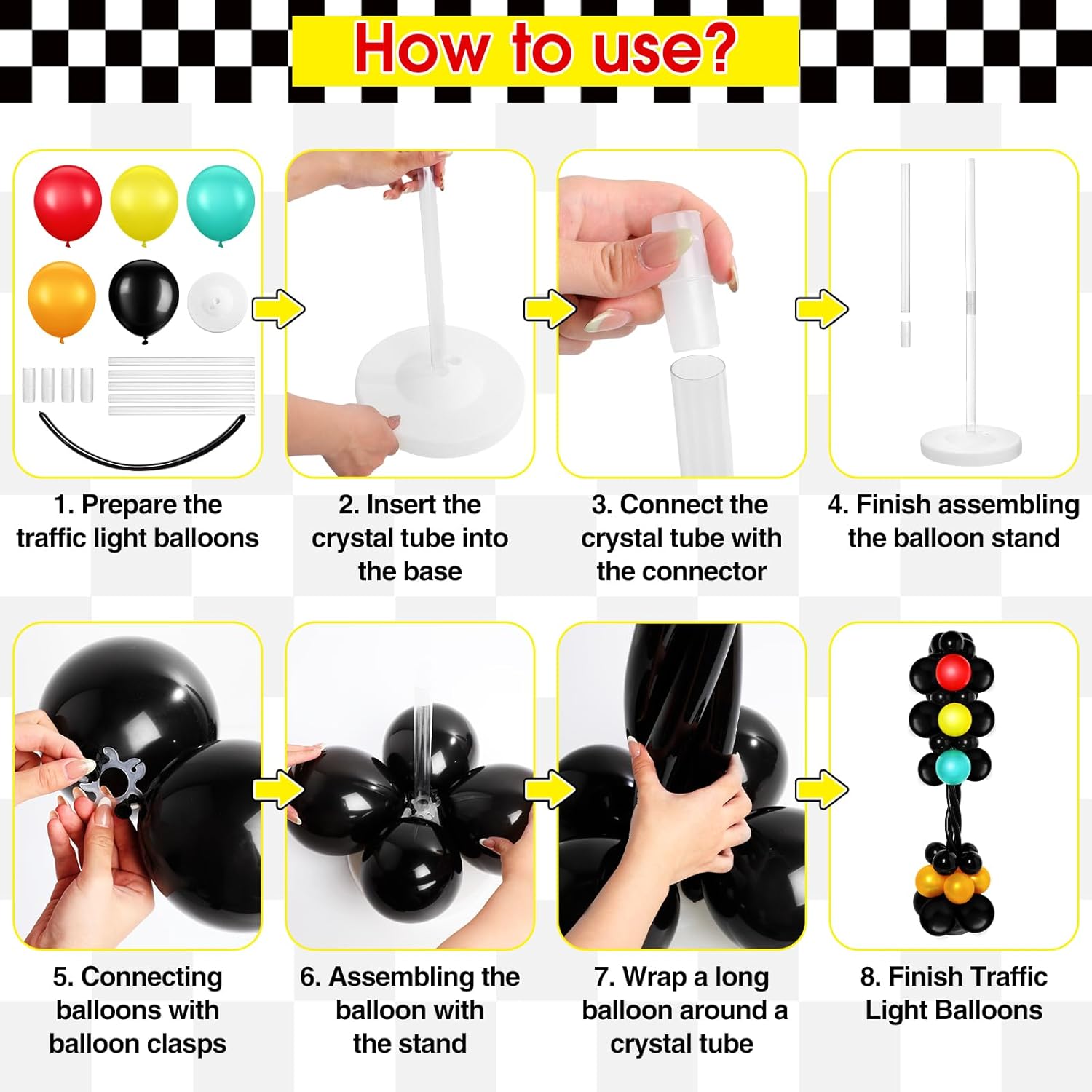 179 Pcs Race Car Birthday Party Decorations Includes 141 Traffic Lights Balloon Stand Set 12 Traffic Cones 24 Racing Checkered Flags 1 Grid String Flags 1 Racetrack Floor Runner