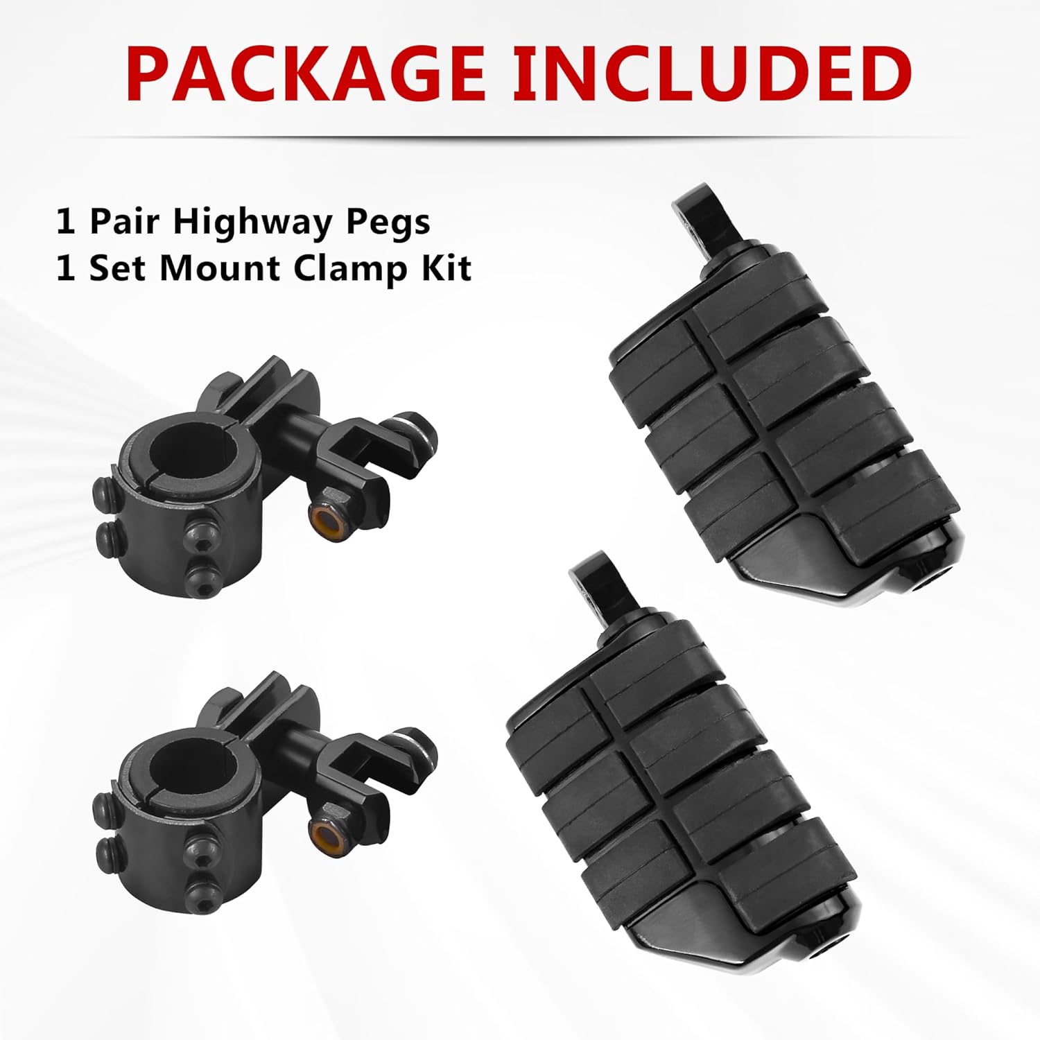 Motorcycle Clamp-on Highway Pegs Universal Adjustable Engine Guard Foot Rests w/Mount Clamp Kit For Most Motorcycle Models with 25mm 32mm 34mm Crash Bar Tube Accessories(Black Style)