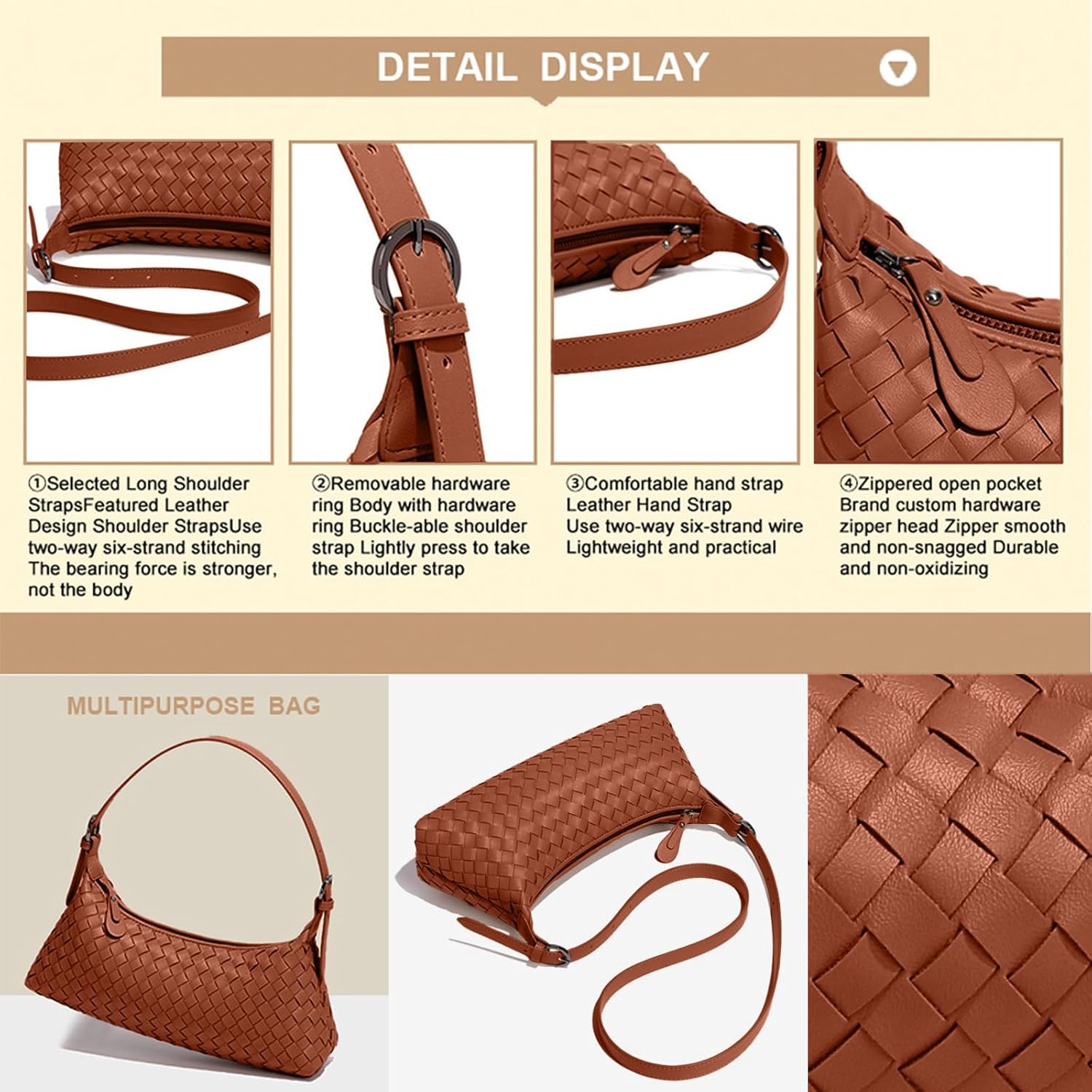 Handbags Shoulder Bags for Women Small Bags Women's Woven Tote Bag Crossbody Handbag Travel Hand Bag Purse Hobo