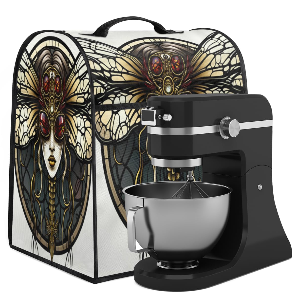 Coffee Maker Cover Gothic Dragonfly Kitchen Appliance Covers Small Appliance Covers Blender Cover Juicer Cover Dust Covers for Kitchen Appliances with Top Handle and Pockets,Washable,B611