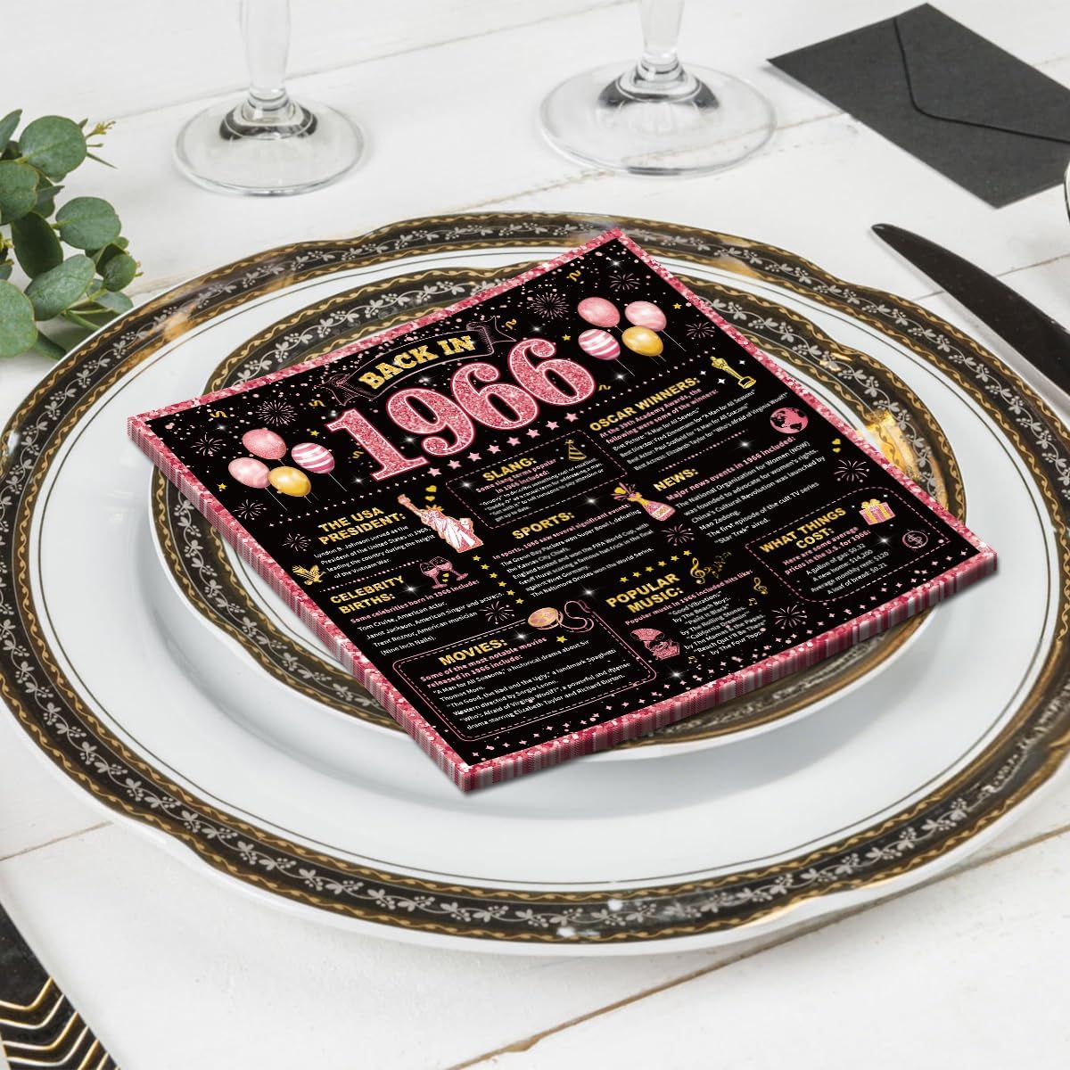 50Pcs Rose Gold Back in 1966 Paper Napkins Vintage 60th Birthday Decorations Women Cheers to 60 Years Birthday Party Supplies Disposable Luncheon Dinner Napkins 6.5" x 6.5" for 60th Bday Party Favor - Image 6
