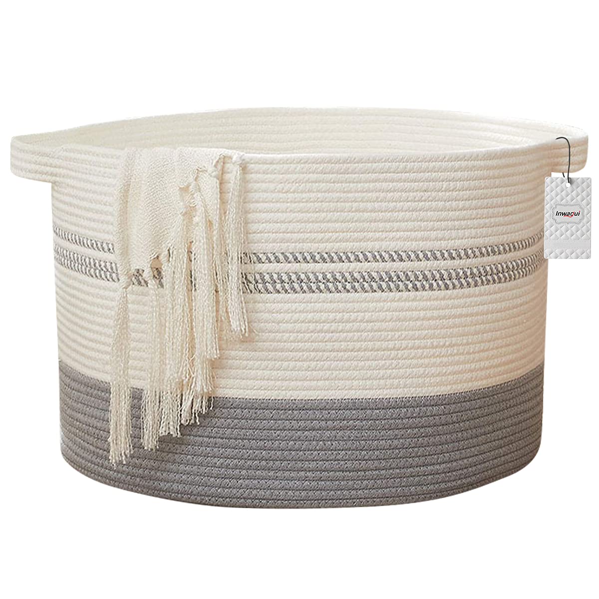 Panier à linge pliable en corde de coton pour buanderie et chambre d'enfant