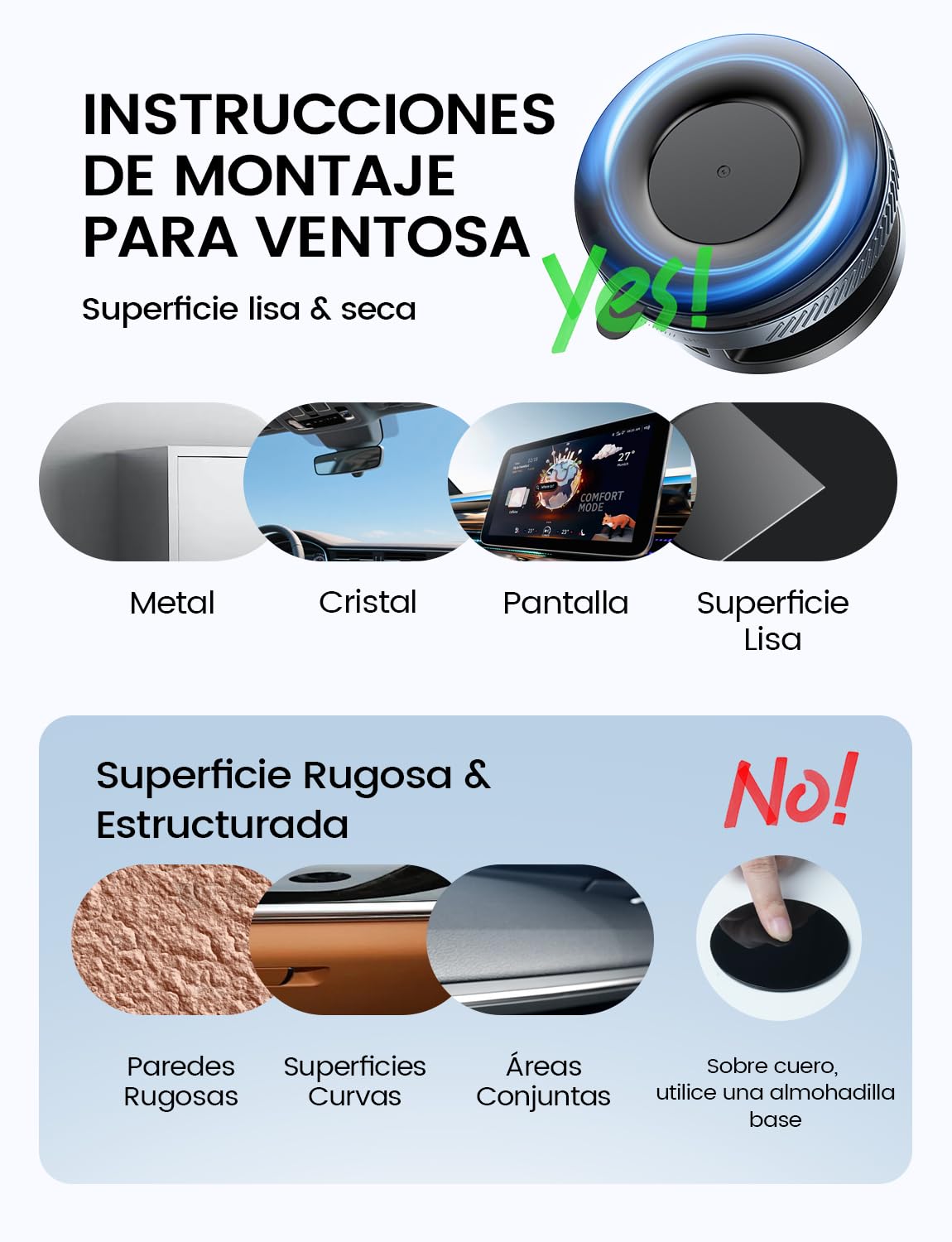 Lamicall Soporte Móvil Coche para MagSafe - [Ventosa de Vacío & Doble Plegado] 360° Rotación, Soporte Magnetico Coche para Salpicadero/Parabrisas, Soporte Coche para iPhone 17 16 15 y Otro Smartphone