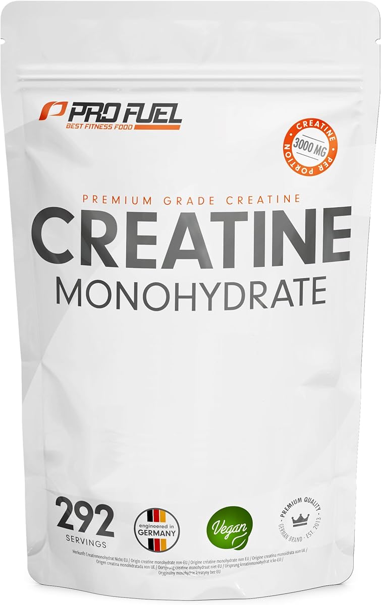 Creatin Monohydrat Pulver 1kg / 1000g reines Kreatin Monohydrat in mikronisierter Qualität - Creatine-Monohydrate mit 3000 mg Creatine pro Tag - Creatin-Pulver 100% vegan - Vorrat für 292 Tage