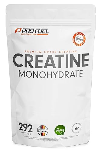 Creatin Monohydrat Pulver 1kg / 1000g reines Kreatin Monohydrat in mikronisierter Qualität - Creatine-Monohydrate mit 3000 mg Creatine pro Tag - Creatin-Pulver 100% vegan - Vorrat für 292 Tage