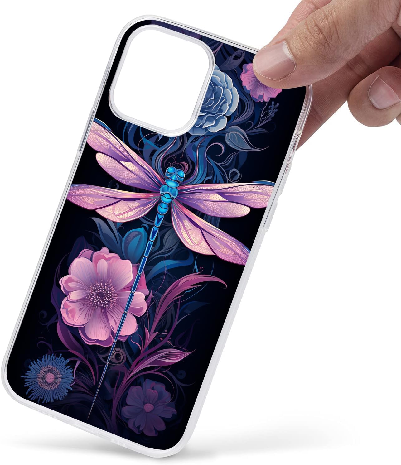 Compatible with iPhone 11 Case, Psychedelic Blue Dragonfly Slim Cover for Design Soft Clear TPU Protective Cover with Design for Women, Girls, Pattern-9 image 2