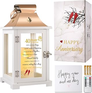 40th Wedding Anniversary Lantern,40th Anniversary Wedding Gifts for Couple Parents Husband Wife，40 Year Ruby for Her Him,Unique 40th Anniversary Wedding Gift Ideas