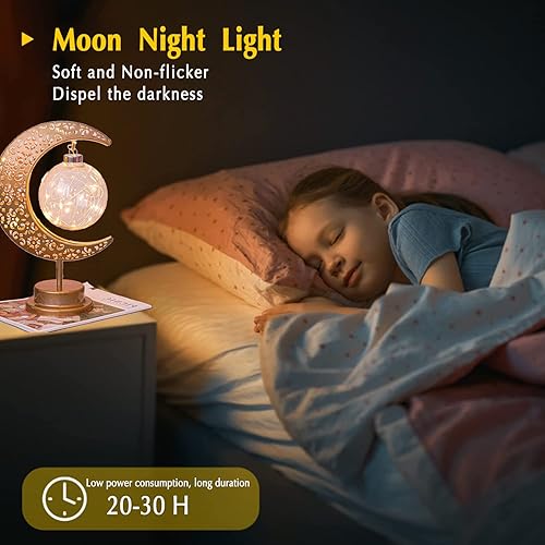 Miniatura 3 de Lámpara de luna, lámpara para dormitorio, luz de luna encantada, luz de noche LED, luces nocturnas mágicas para niños, lámpara de luna creciente