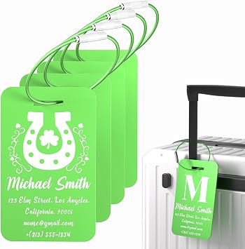 4 PCS Personalized Luggage Tags for Suitcase, Custom Metal Luggage Tags