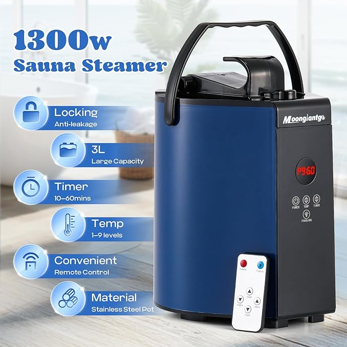 Generador de Vapor Portátil Sauna 3L 1300W con Control Remoto miniatura 3