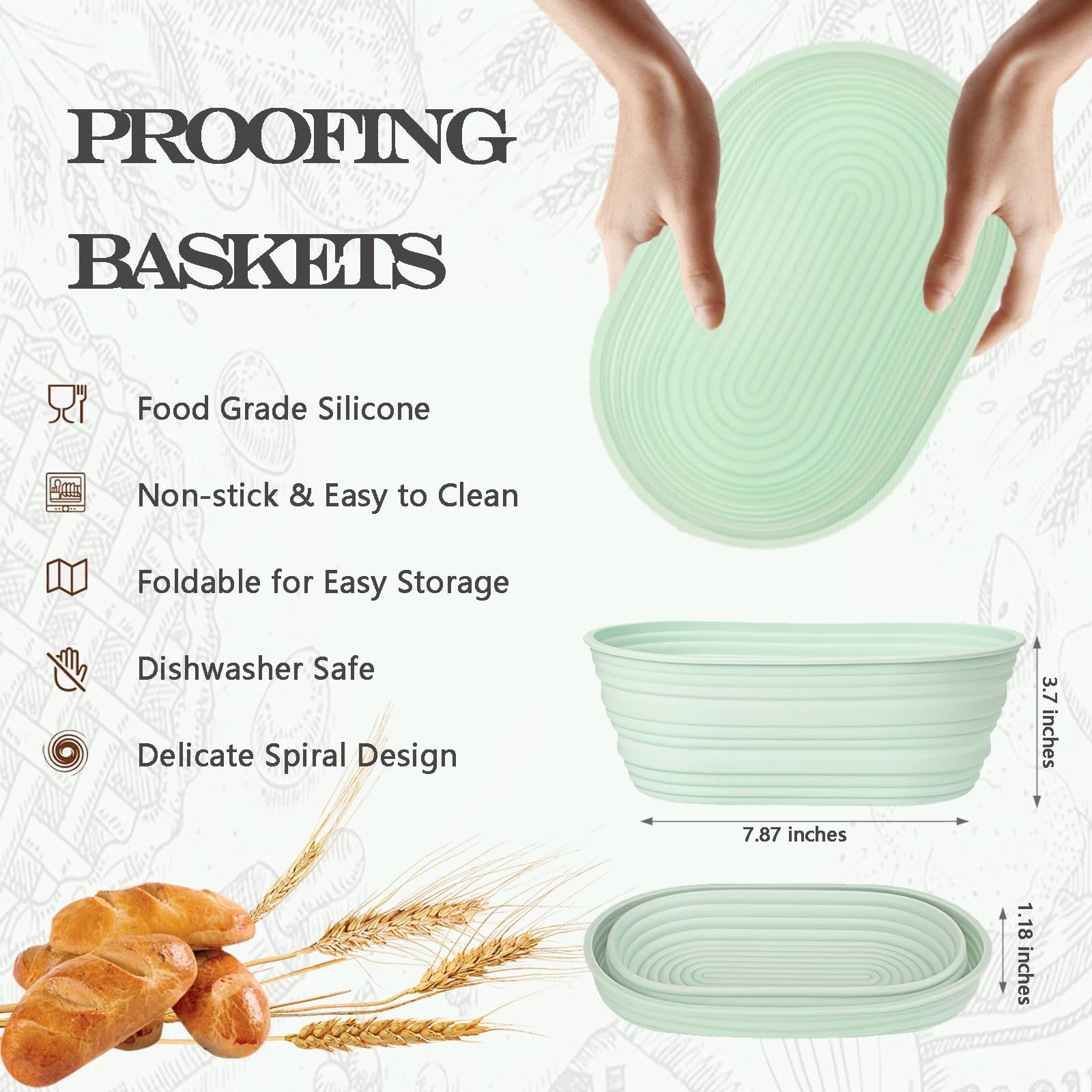 Decunir Sourdough Bread Proofing Basket With Heater - Foldable Silicone Dough Proofer Kit For Bakers - View #6