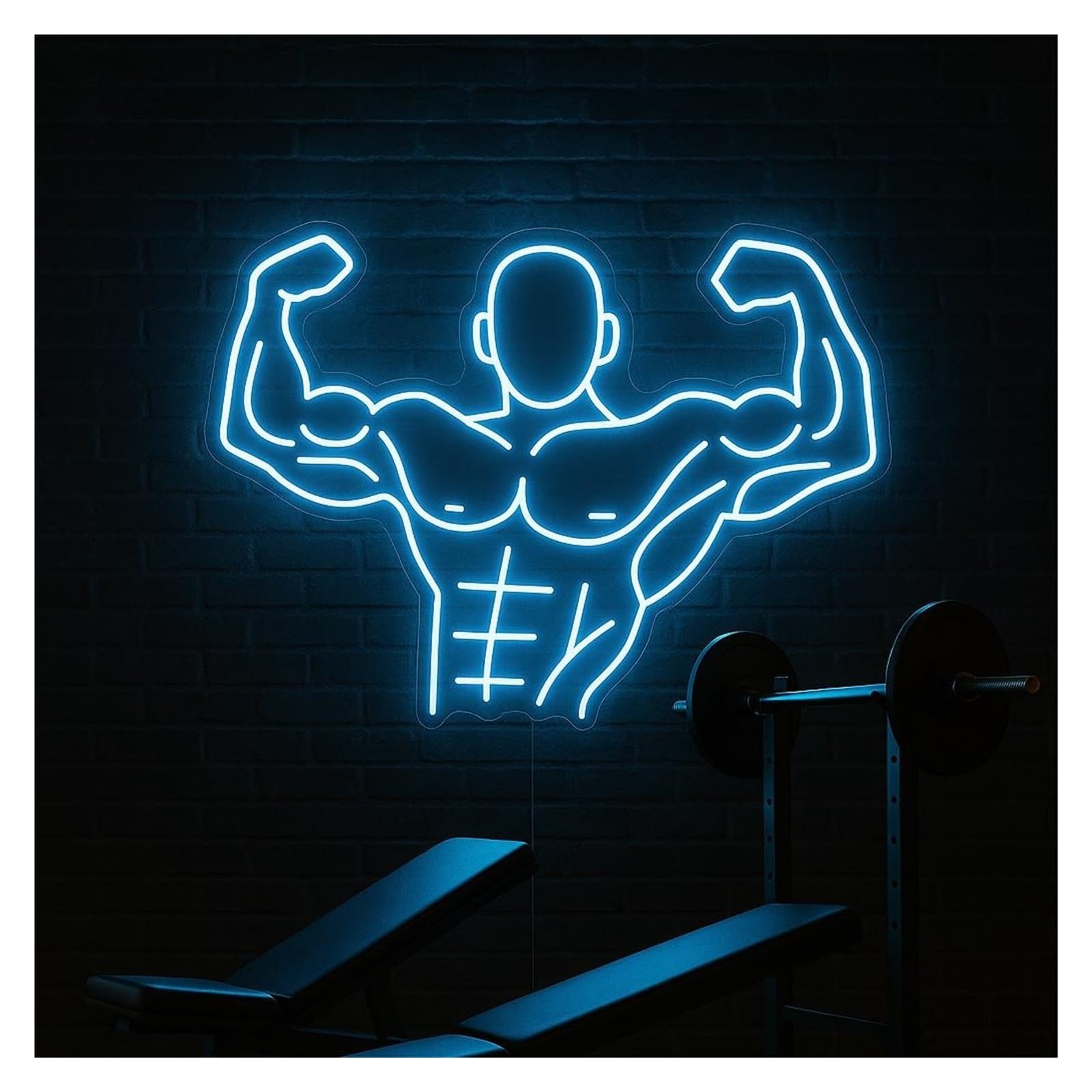 SHOUXI Sign Lamp Bodybuilder Neon Sign, Suitable for Workout Room Decor with Dimmable 53cm