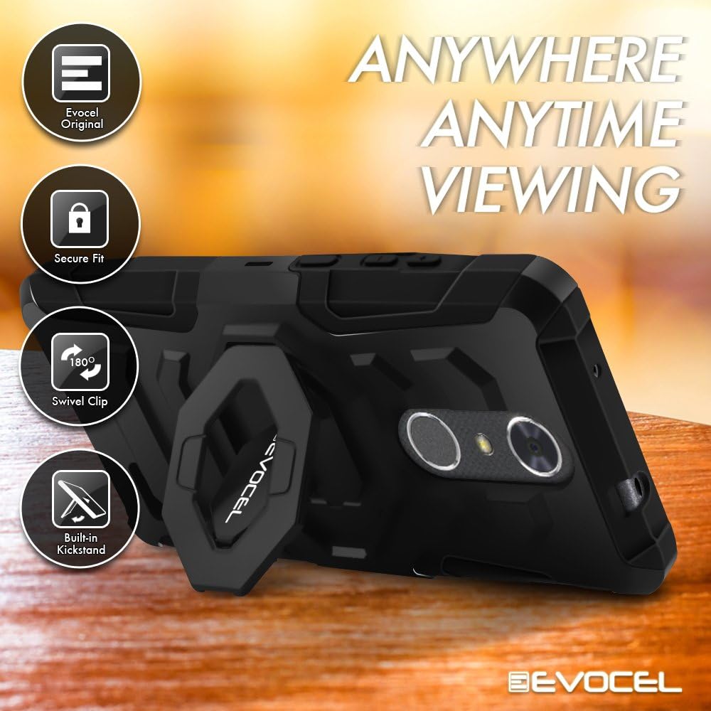 ZTE Blade Spark/ZTE Grand X4 Case, Evocel [New Generation Series] Belt Clip Holster, Kickstand, & Dual Layer for ZTE Grand X 4 (Z956) / ZTE Blade Spark (Z971) / ZTE Damon, Black