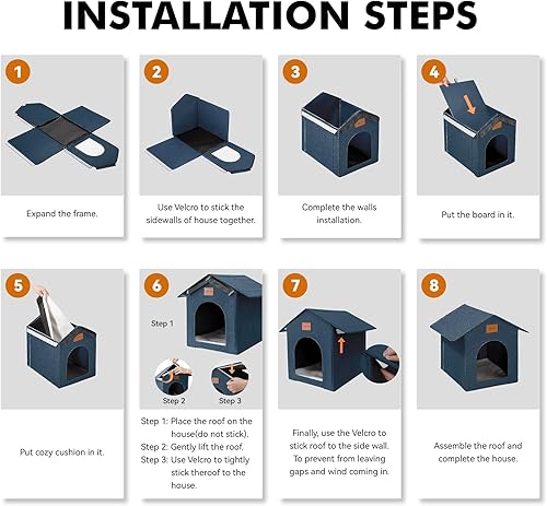 Miniatura 5 de Casa para gatos al aire libre, refugio para gatos de exterior, impermeable, para gatos al aire libre e interior, cama aislada para gatos para todas