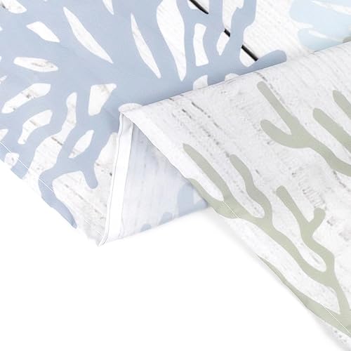 Miniatura 6 de Cortina de ducha náutica de coral, conchas marinas y estrellas de mar en tableros de madera rústica, cortina de ducha con ganchos, juego de cortinas