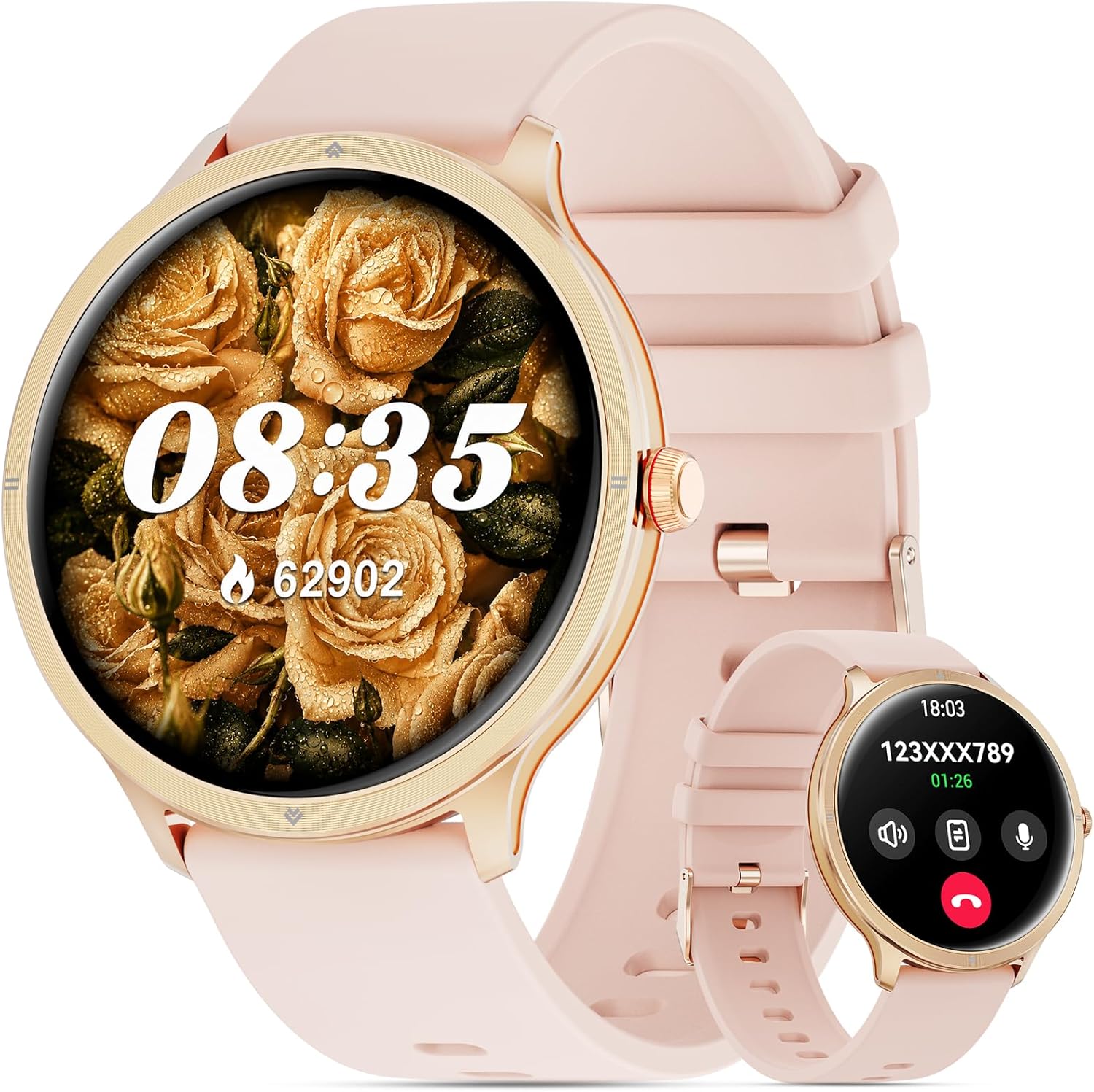 Smart Watch for Men Women, 1.75″ AMOLED Screen, Bluetooth Calling, Fitness Tracker with Heart Rate Sleep Monitor Pedometer, IP68 Waterproof, 100+ Sport Modes, Smartwatch Compatible with Android iPhone