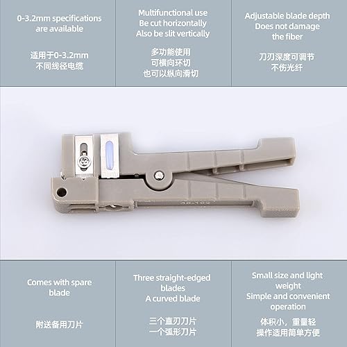 Miniatura 2 de Herramienta pelacables de fibra óptica 45-162 Alambre coaxial de cobre de cable de herramientas de pelado con hoja para chaquetas de fibra Cable