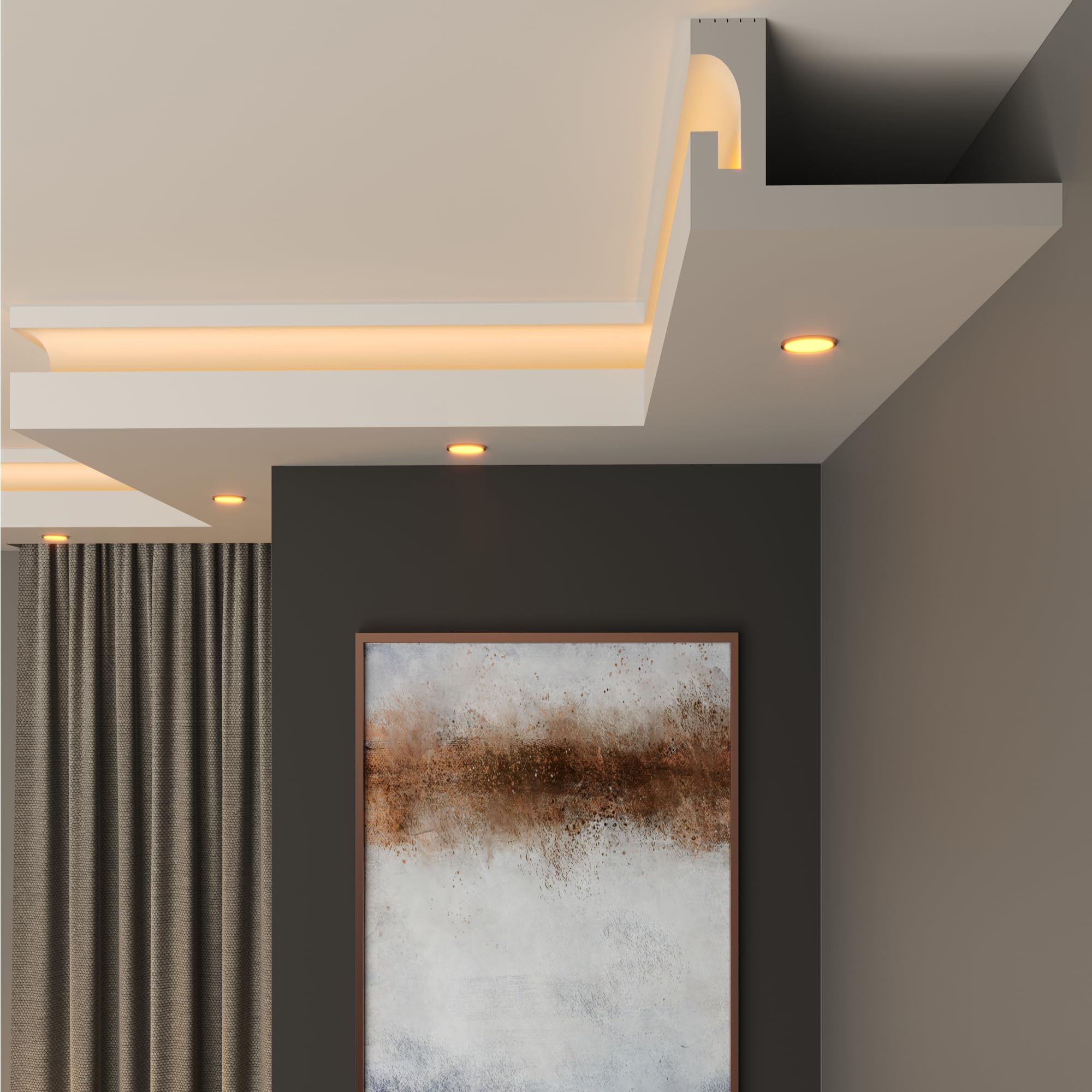 FAST DECOR Premium XPS LED Coving for Ceilings, Lightweight Decorative Cornice Moulding Trim, Paintable Finish, Easy DIY Installation, Cornice Coving, Ceiling Coving (CLS15, InternalCorner 20cm)