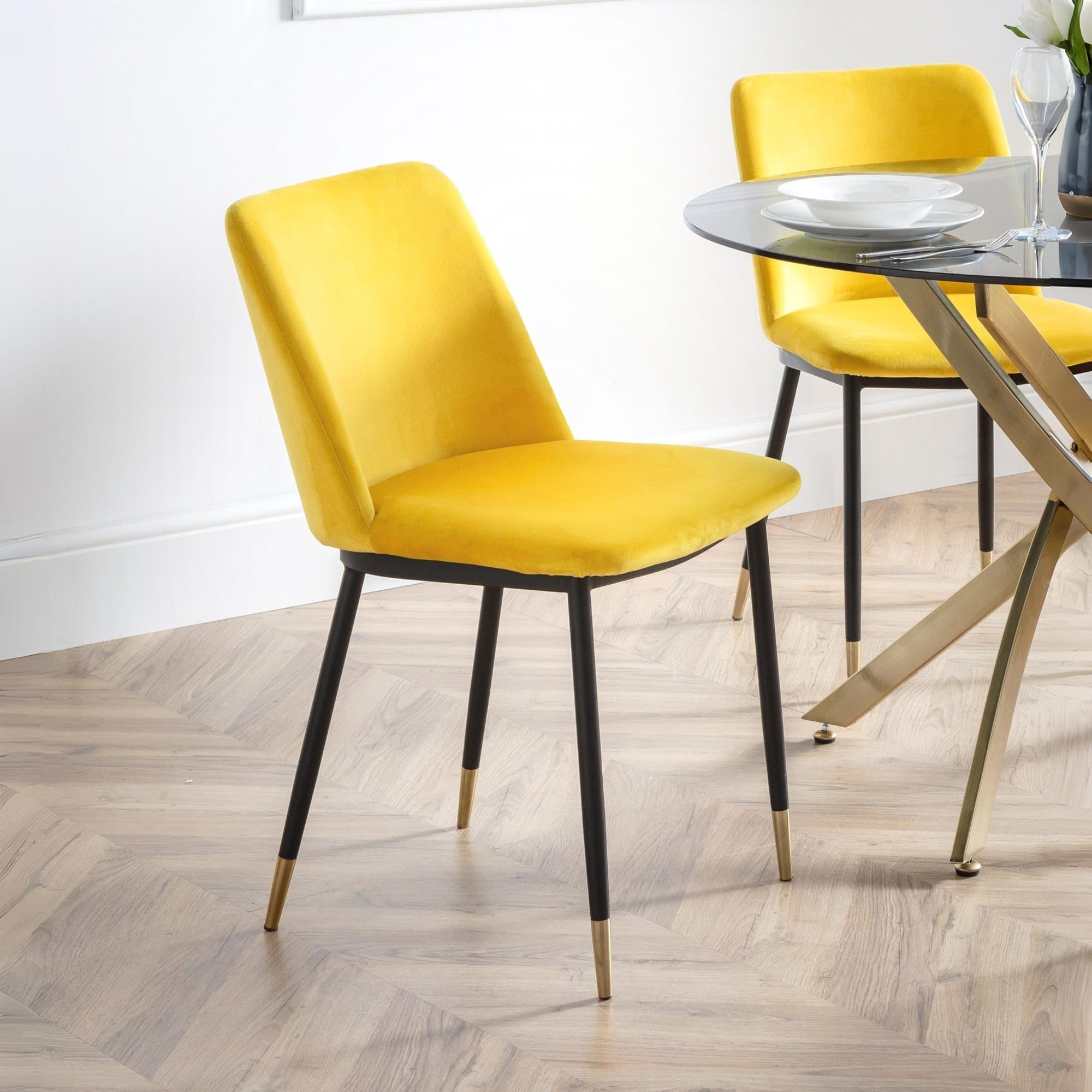 Julian Bowen Delaunay Dining Chairs, Set of 2, Yellow - H81 x W50 x D57cm