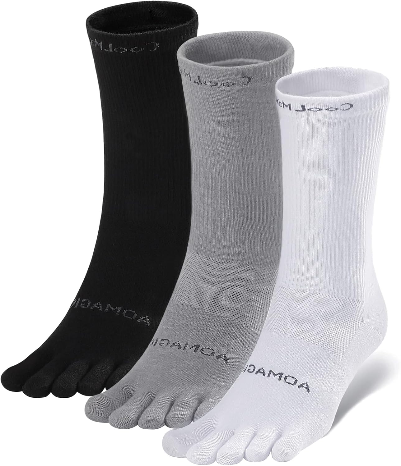 likloks Toe Socks for Men Women - Athletic Hiking Coolmax Five Finger Compression Socks Crew Length (3 Pairs)