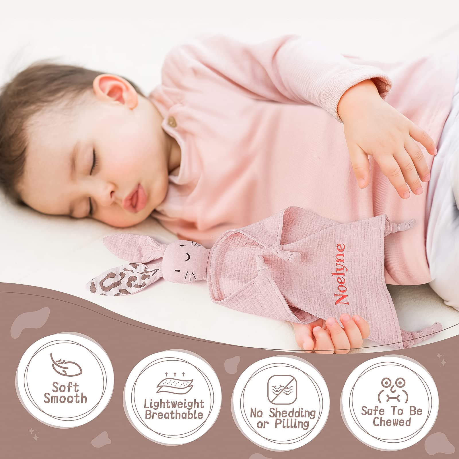 TYRY.HU Personalizado Manta de Seguridad para Bebe con Nombre Bordado Tela Manta de Copito Suave Regalos para Bebé(Rosa Pálido)