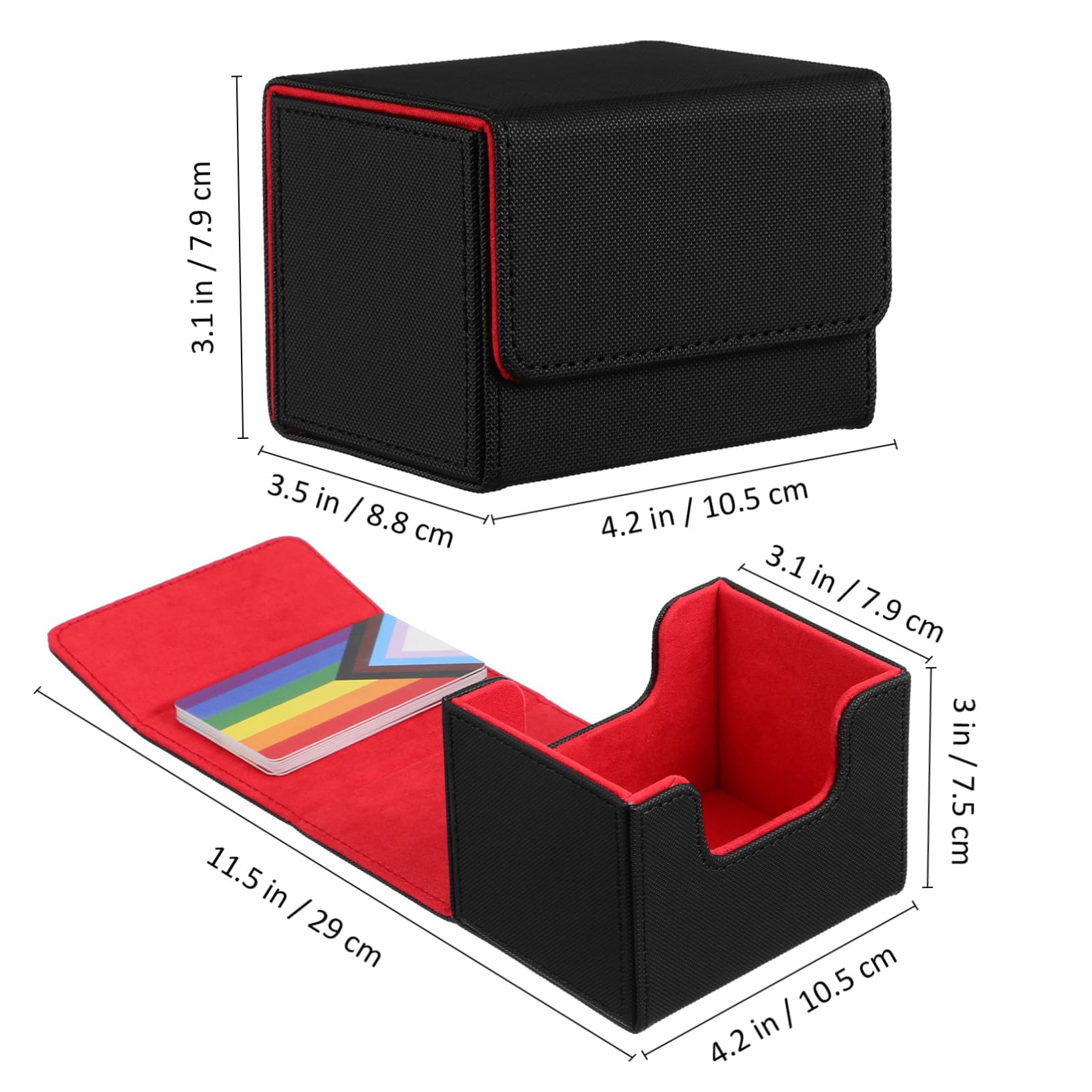 Caja Organizadora de Tarjetas para Barajas de Cartas Negra y Roja, Estuche Compacto para Almacenamiento Protegido, Soporte Ligero para Cartas de Juego, Adecuado Coleccionistas