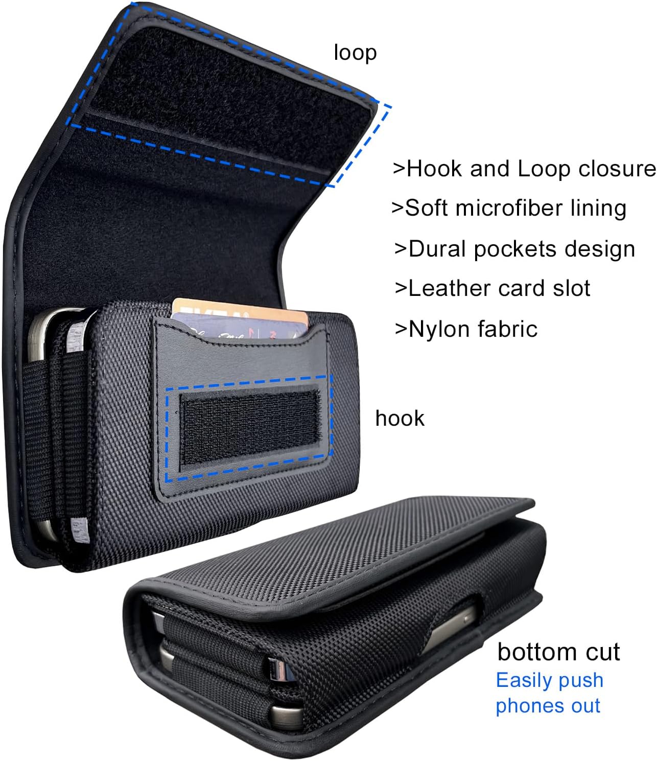 Dual Phone Case for Two Phones, One Case Two Phones, Double Layer Holster Pouch Holder with Belt Clip for iPhone 16 Pro Max, 16 Plus,15 14 Pro Max, 15 14 Plus, Galaxy S24 Ultra S24+ - Image 3