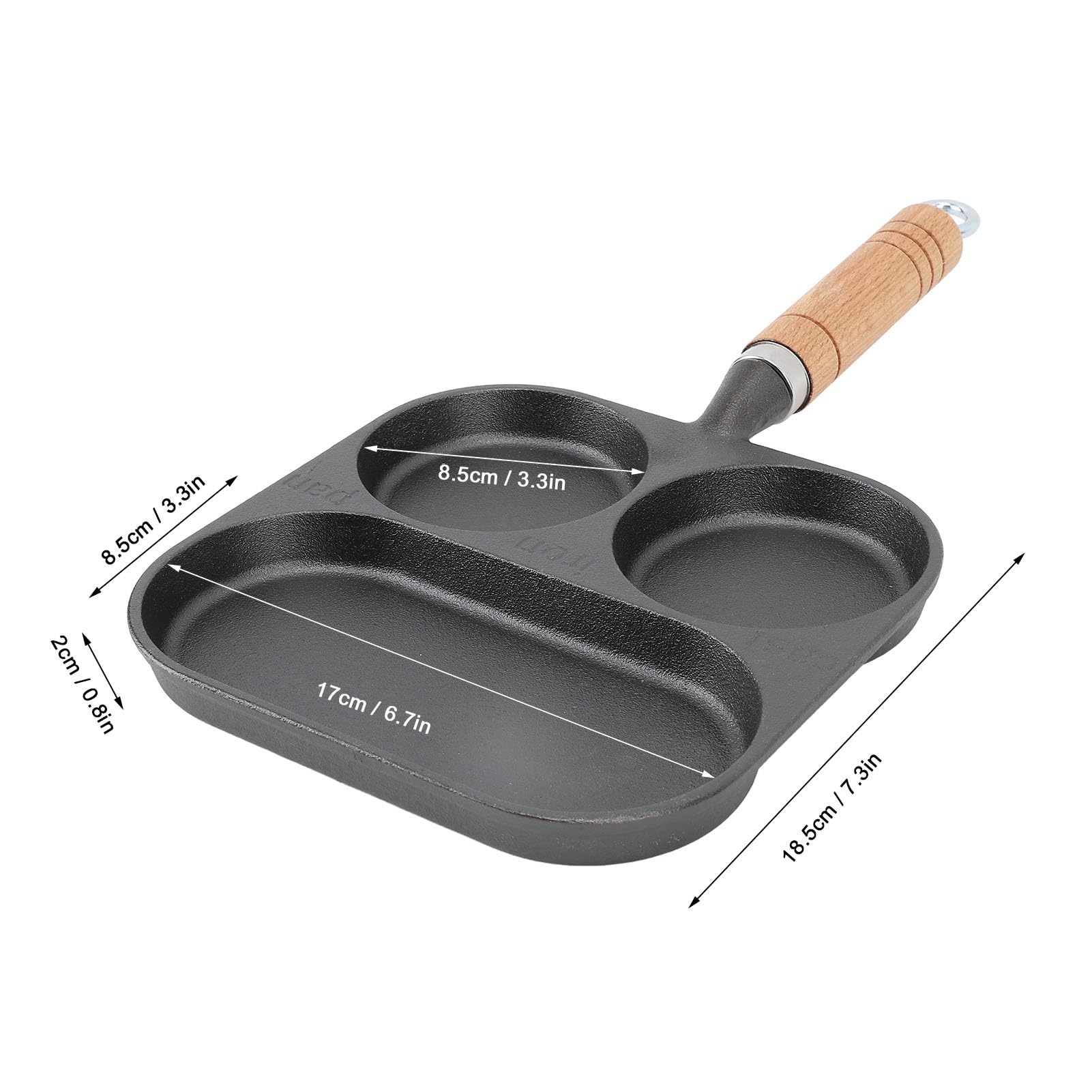 WOHPNLE Egg Frying Pan, 3-in-1 Nonstick Pan Divided Grill Frying Pan Grill Frying Pan Heat Resistant Handle Skillet Mini Pancake Pan for Breakfast, Egg, Bacon