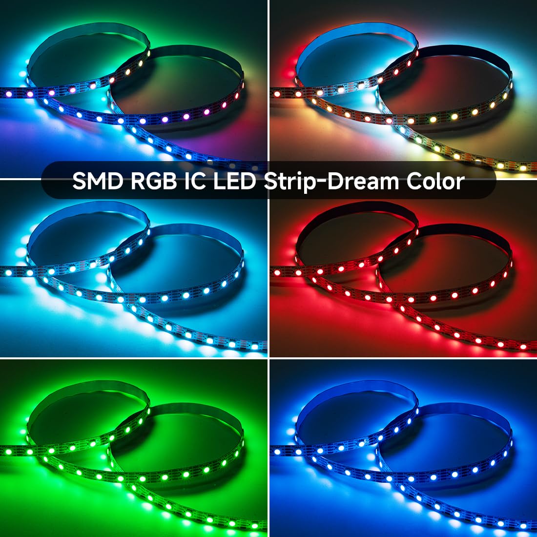 SEZO WS2815 Striscia di Luce LED (Aggiornata WS2812B) 5M 60LEDs/m Dream Color Indirizzabile Individualmente RGB 5050SMD Dual Signal WS2813 LED Flessibile IP30 Non Impermeabile DC12V Nero PCB